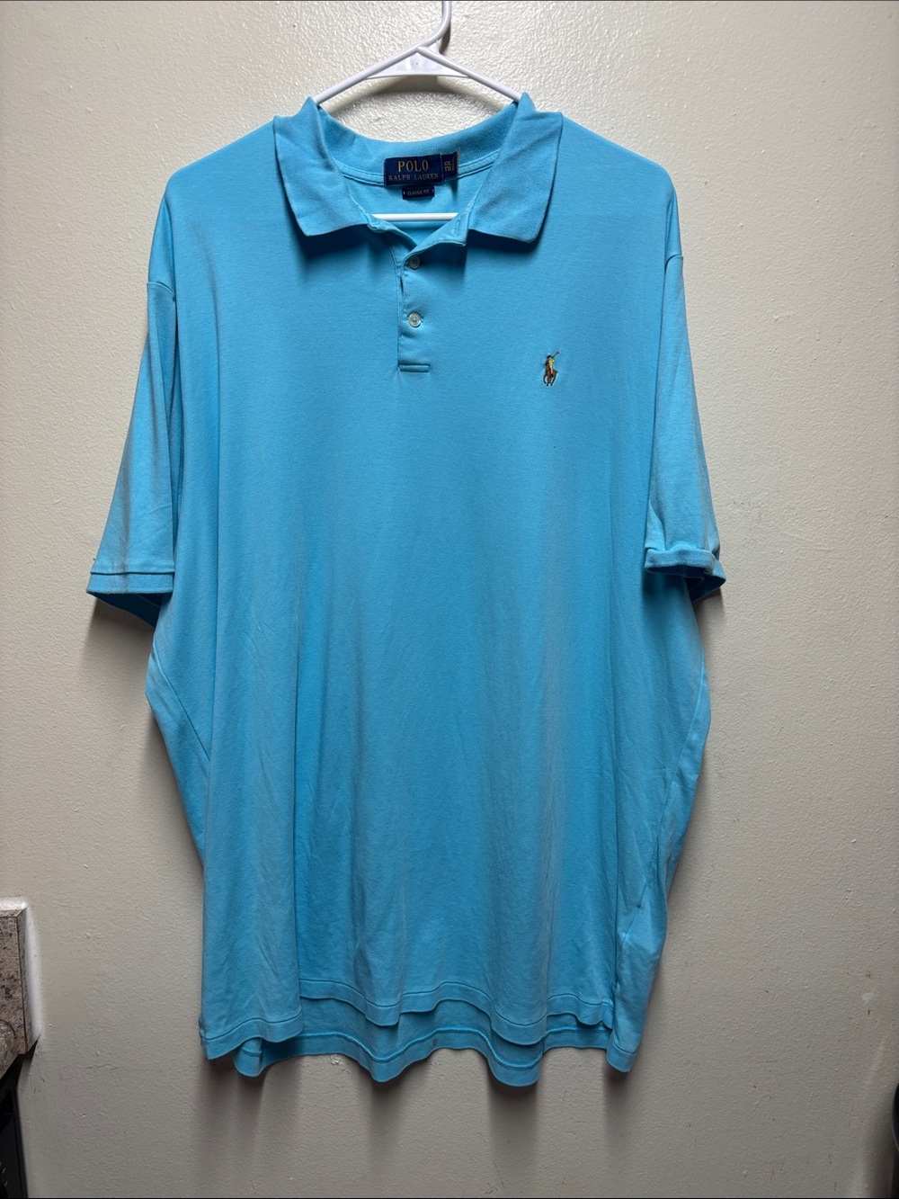 Polo Ralph Lauren Men's baby  Blue Classic Fit Collard Polo Shirt Size XXL